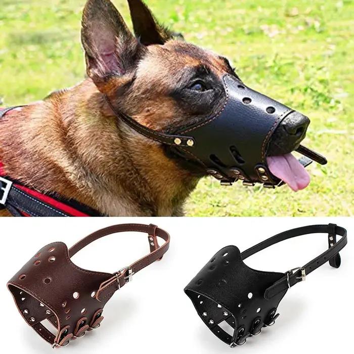 Muselière en cuir souple antimoisson pour chiens de toutes les races confortables et sécurisantes pour promenades quotidiennes et visites chez le vétérinaire