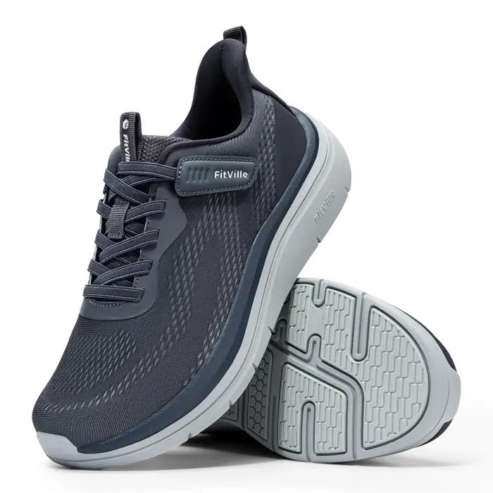 Chaussures de sport FitVille pour hommes avec bout large, semelles ArchCore amovibles, confort respirant et antidérapantes pour toutes les occasions de randonnée et de promenade