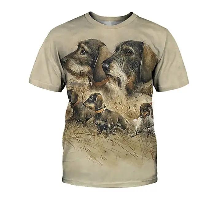T-shirt imprimé chien de chasse pour hommes et femmes, t-shirts Harajuku Y2k, col rond, manches cour