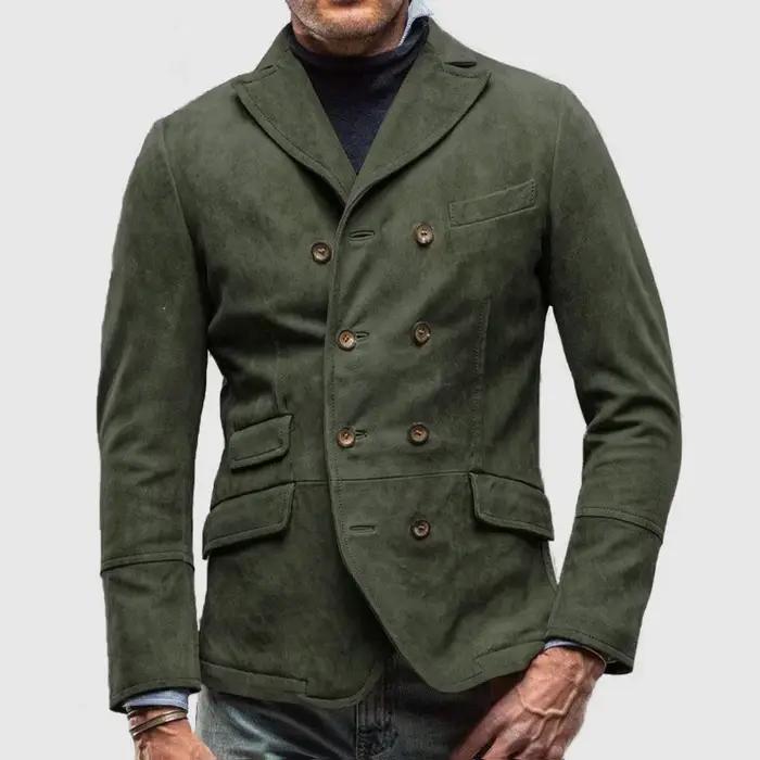 Nouveaux vêtements pour hommes Vintage décontracté hommes costume vestes mode Double boutonnage solide Slim Fit manteaux printemps automne messieurs vestes