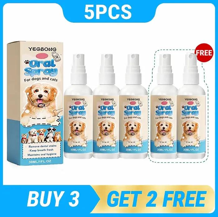 Spray buccal pour animaux de compagnie de qualité vétérinaire, contrôle de la mauvaise haleine et du tartre à force accrue, nettoyant dentaire doux sans brosse, approuvé par les propriétaires d'animau