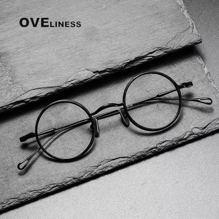 Monture de lunettes en titane pur pour hommes et femmes, Vintage, ronde, pour myopie, Prescription o