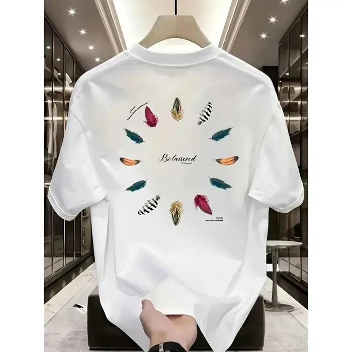 T-shirt pour homme style bohème avec imprimé _feather Wheel_