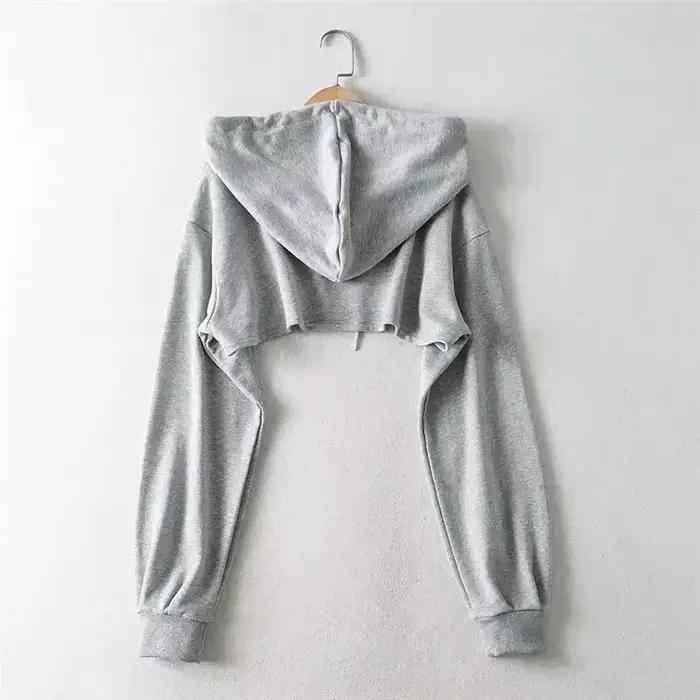 Sweat à capuche pour femme, personnalité, court irrégulier, Style Ultra court, haut à manches longues, livraison directe, vêtements Y2k