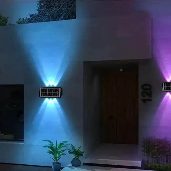 Lampe murale LED solaire étanche pour l'extérieur, projecteur supérieur et inférieur, lampadaire à é