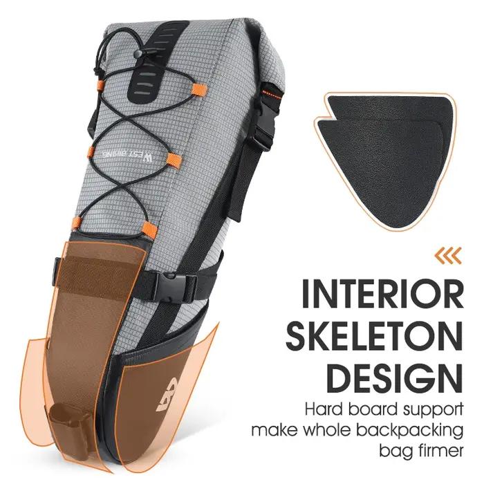 WEST BIKING – sac de selle de vélo pliable sous le siège, 10l, 100% étanche, pour outils, sacoche ar