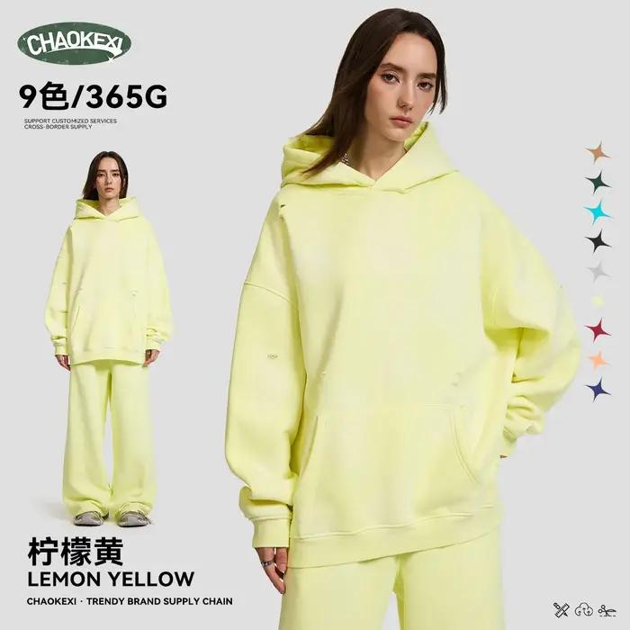 Sweat à capuche surdimensionné pour hommes, Streetwear Vintage, lavage à l'acide, déchiré, polaire lourde, pull épais, vêtements d'hiver