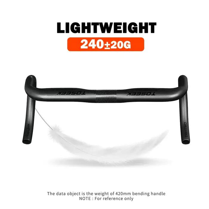 TOSEEK – guidon de vélo de route en Fiber de carbone, barre coudée, noir mat, 40/42/44 cm, routage e