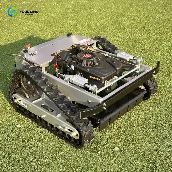 Tondeuse robot agricole télécommandée sur chenilles personnalisée, équipement de fauche robotisé pour petites exploitations agricoles, produit phare