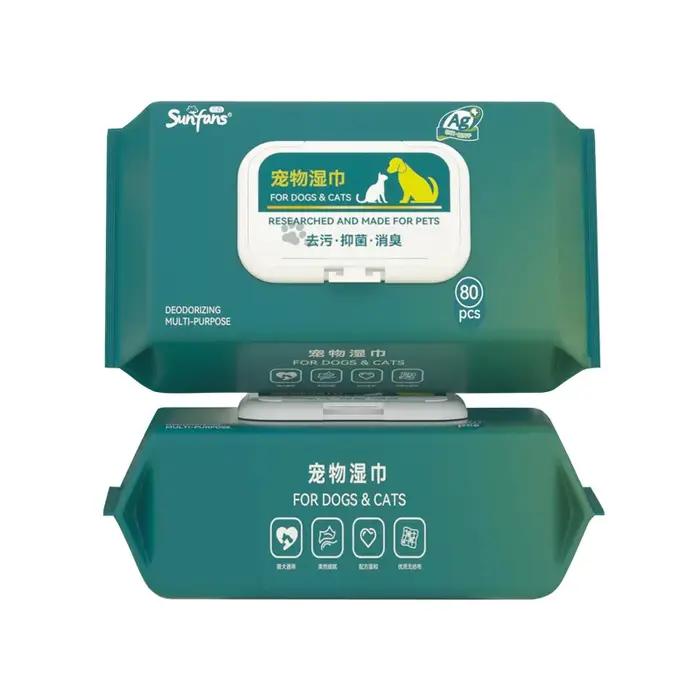 OUWO 80 pièces/sac lingettes pour animaux de compagnie clair oeil d'animal de compagnie oreille grif