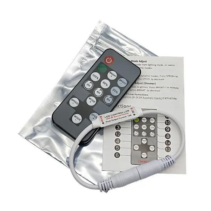 Mini Variateur de Lampe LED Couleur Unique DC 5V 12V 24V 6A 1 Canal Télécommande RF 14 Touches Bandes Lumineuses 5050 2835 Occasions Spéciales