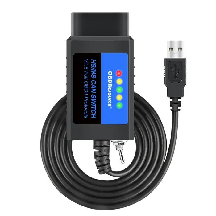 OBDResource FORSCan ELM327 adaptateur USB Scanner OBD2 lecteur de Code programmation avec HS/MS pour puce Ford USB CH340