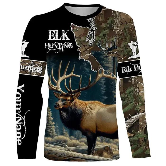 Camo chasse animaux sanglier hommes T-Shirt impression 3D Sport à manches longues