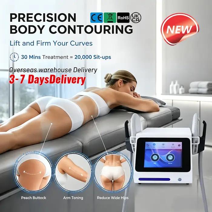 Appareil de Sculpture Corporelle Professionnel Mecavie 6500W Hi-EMT, Machine Amincissante à Double Poignée pour le Renforcement Musculaire et la Combustion des Graisses par EMS