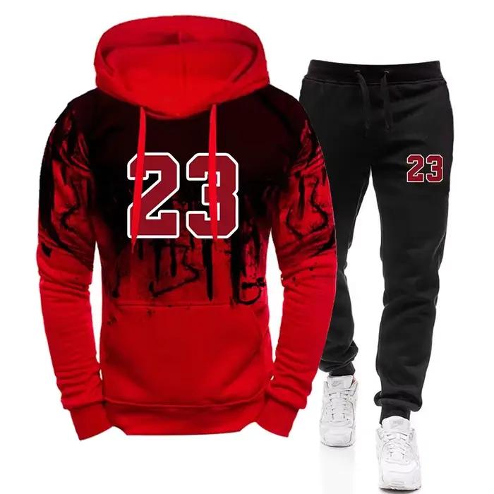 Sweat-shirt à capuche décontracté pour hommes, haut à la mode, confortable, automne hiver, tenue quotidienne, pantalons de survêtement de sport, vêtements pour hommes