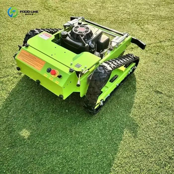Tondeuse robot agricole télécommandée sur chenilles personnalisée, équipement de fauche robotisé pour petites exploitations agricoles, produit phare