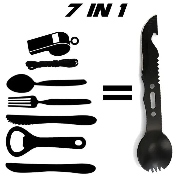 Vaisselle de Camping en plein air couteau en acier inoxydable fourchette cuillère Portable multi-fon