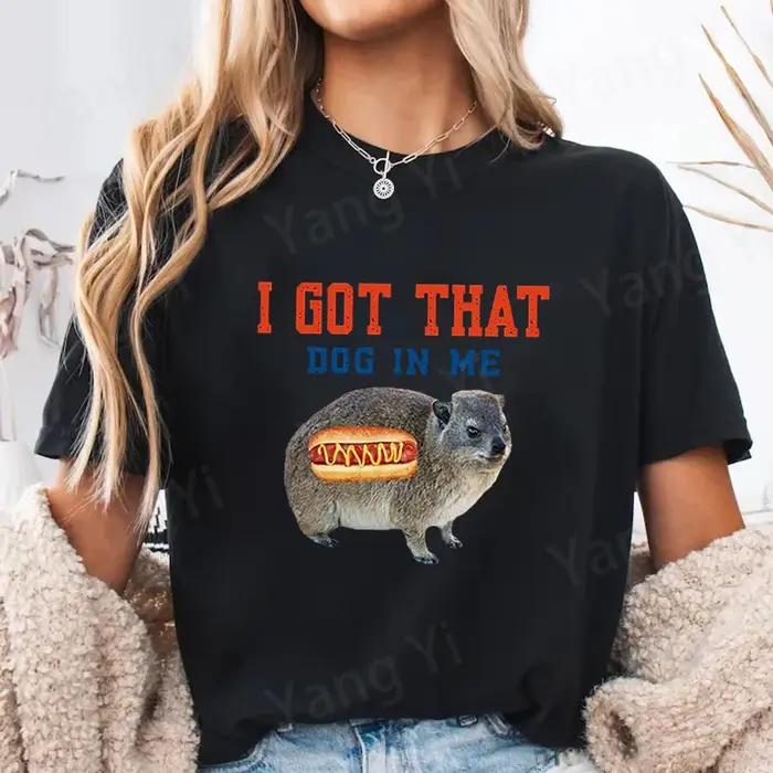 T-shirt drôle à imprimé pattes de lapin et hot-dog pour femmes et hommes