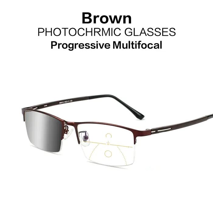 Lunettes de lecture multifocales progressives en alliage métallique pour hommes et femmes