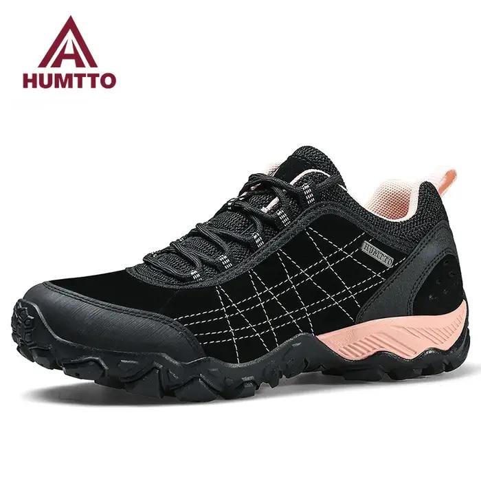 HUMTTO – bottes de randonnée imperméables pour femme, chaussures de luxe de styliste, en cuir, colle