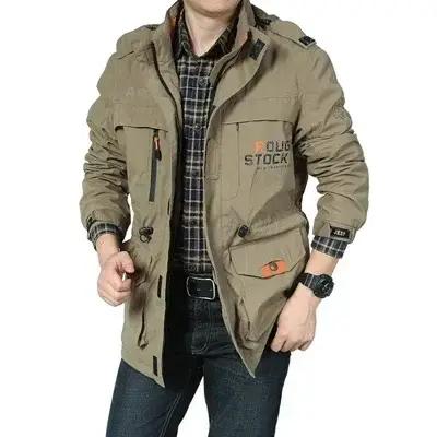 Blouson aviateur cargo à capuche pour hommes, coupe-vent de randonnée, vêtements d'extérieur décontractés, mode armée, printemps, automne