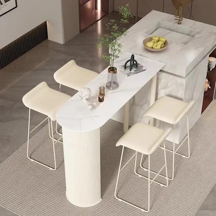 Table De Bar étroite en marbre blanc, minimaliste, Design carré sur pied, Table à manger, Partion Mu