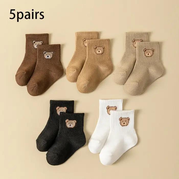 Chaussettes pour bébé en polyester unisexe motif ours de dessin animé pour garçon et fille 1-3 ans toutes saisons