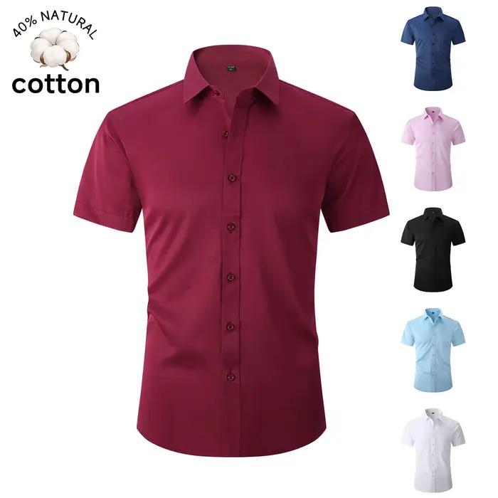 Chemise d'été décontractée pour homme en coton à manches courtes