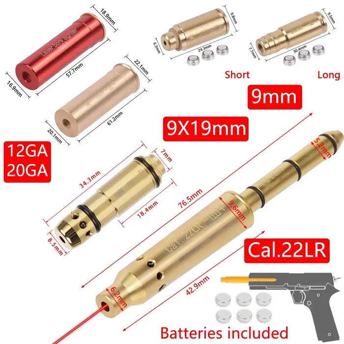 Jauge de balle d'entraînement de vue Laser rouge tactique. 223/9mm/12GA/20GA/7.62/.45/.22LR cartouche en laiton alésage pour la chasse