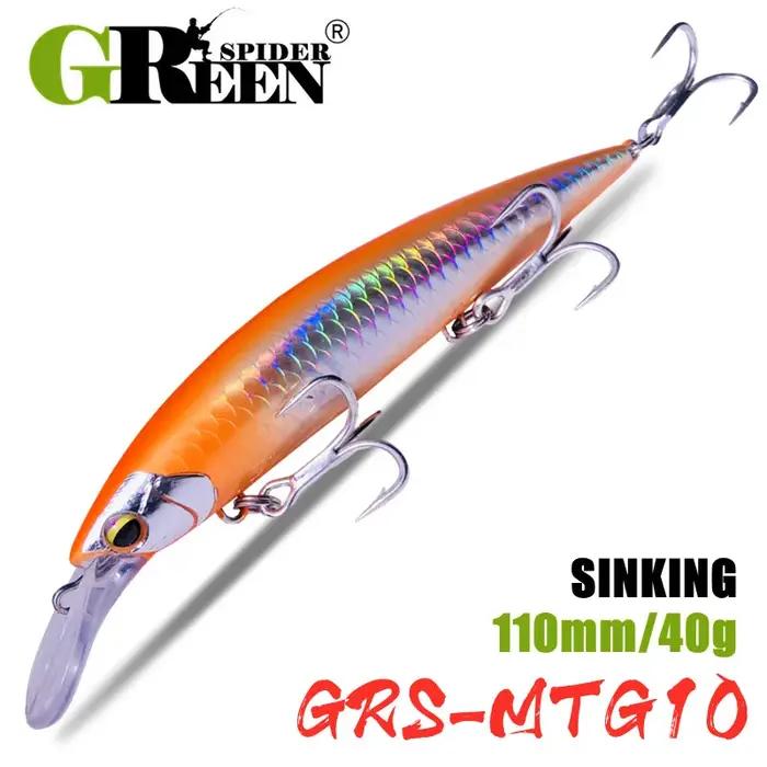 GREENSPIDER 110mm 40g leurre de pêche en mer lourd Max 90m Ultra longue coulée coulant méné appâts durs artificiels