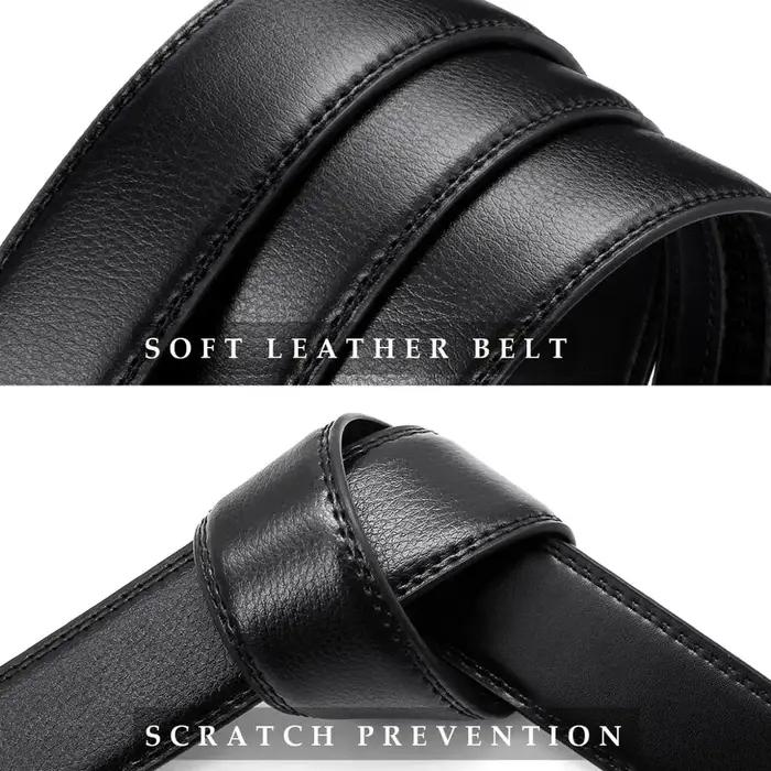 JACNAIP ceinture homme cuir sans tête boucle automatique ceinture peau de vache jeunesse ceinture sa