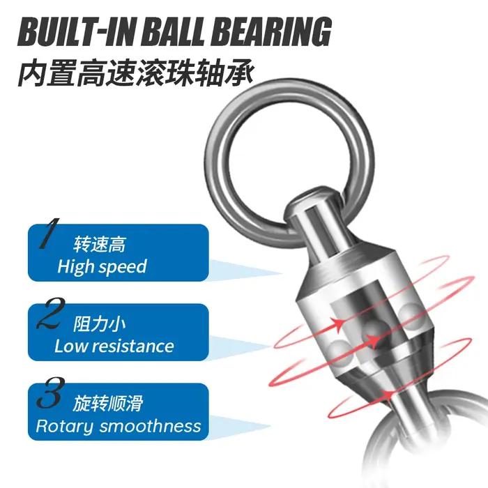 JIGGING PRO - Émerillon à Roulement à Billes en Acier Inoxydable avec Mousqueton Rapide - Accessoire