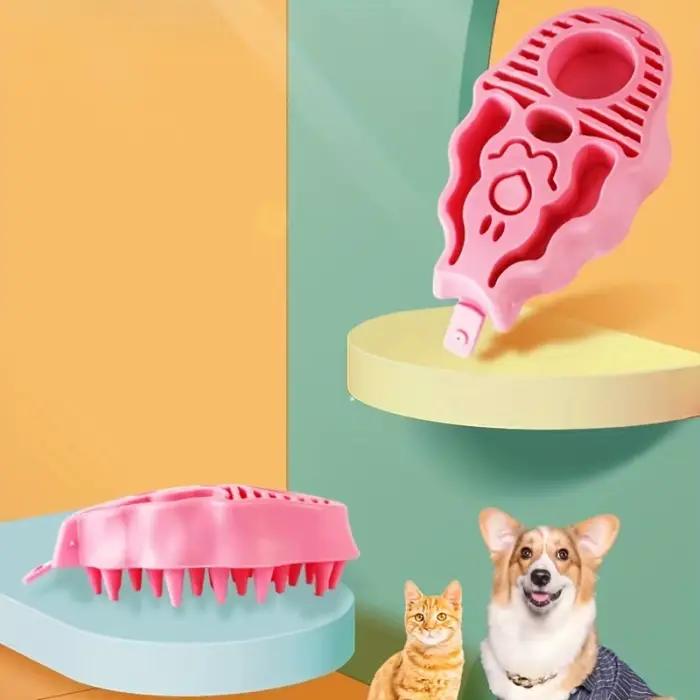 Brosse de toilettage en silicone rose pour chiens et chats grande taille pour le toilettage et le massage des animaux de compagnie