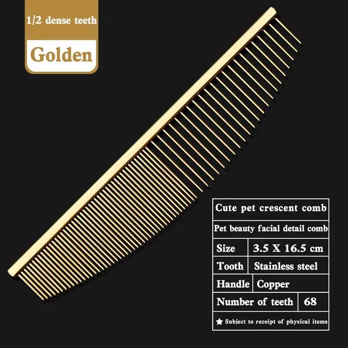 Peigne de toilettage fin en forme de croissant ou de lune pour animaux de compagnie, beauté, dents d