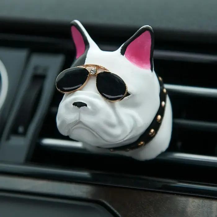 Désodorisant de voiture bouledogue français, parfum de sortie d'aération, ornement d'huile essentiel