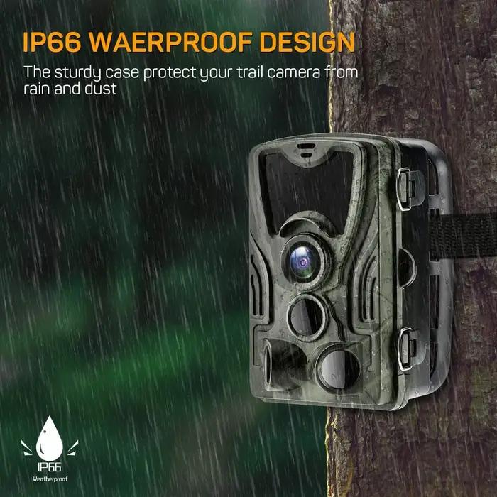 Caméra de chasse 4K avec vidéo en direct, contrôle par application Bluetooth, caméras pour la faune, vision nocturne 30MP, IP66, pièges photo WIFI801PRO