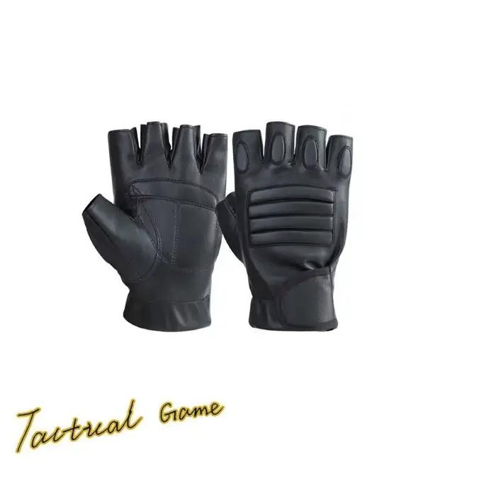 Gants tactiques russes demi-doigts cuir Storm pour chasse tir sportif protection renforcée