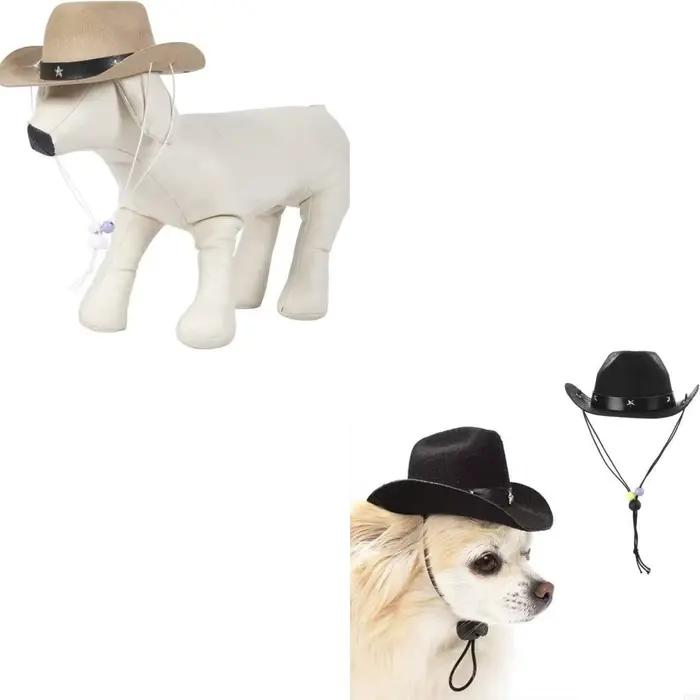 Ensemble de costume de cowboy pour chiens avec chapeau et bandana, 7 couleurs disponibles pour animaux de compagnie occasions sociales et soirées thématiques