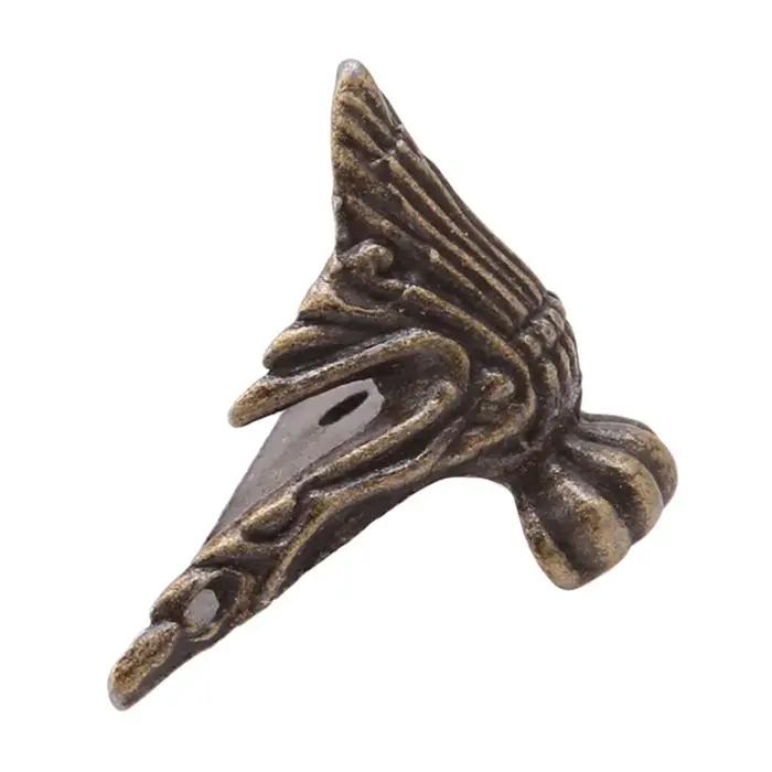 Coffre à bijoux en laiton antique, boîte en bois, pieds décoratifs, jambe, protecteur d'angle, décor