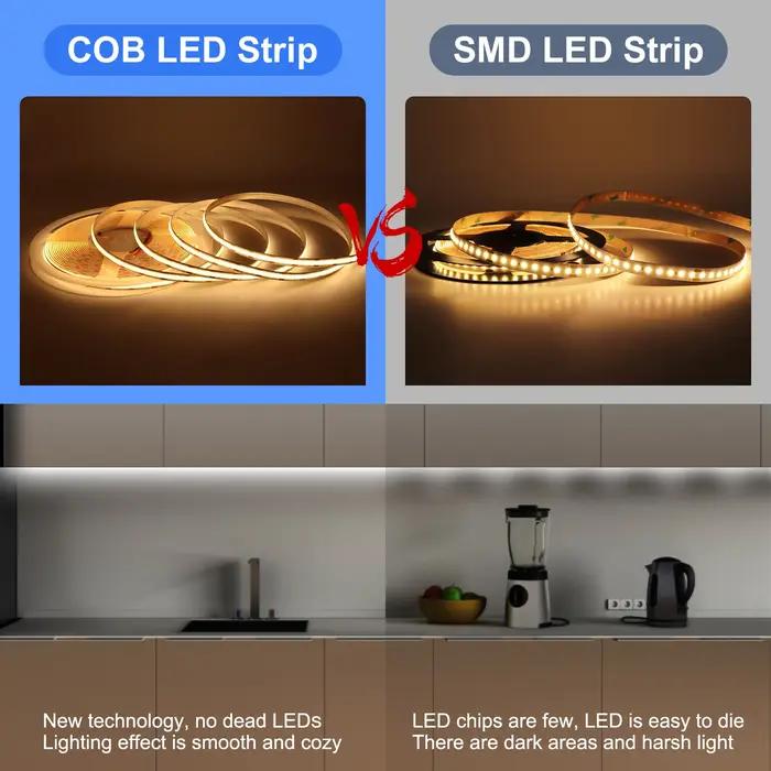 Bande lumineuse LED COB 10m, 2700K, 3000K, 4000K, 6000K, blanc chaud, 24V, 12V, variable, Flexible,
