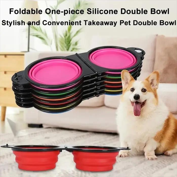 Bols doubles pliables pour animaux de compagnie