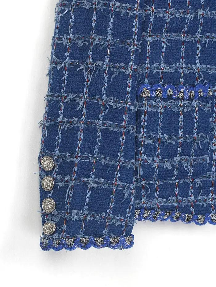 2025 à la mode et élégant col rond léger luxe socialite haut de gamme tempérament design sens tweed décontracté polyvale