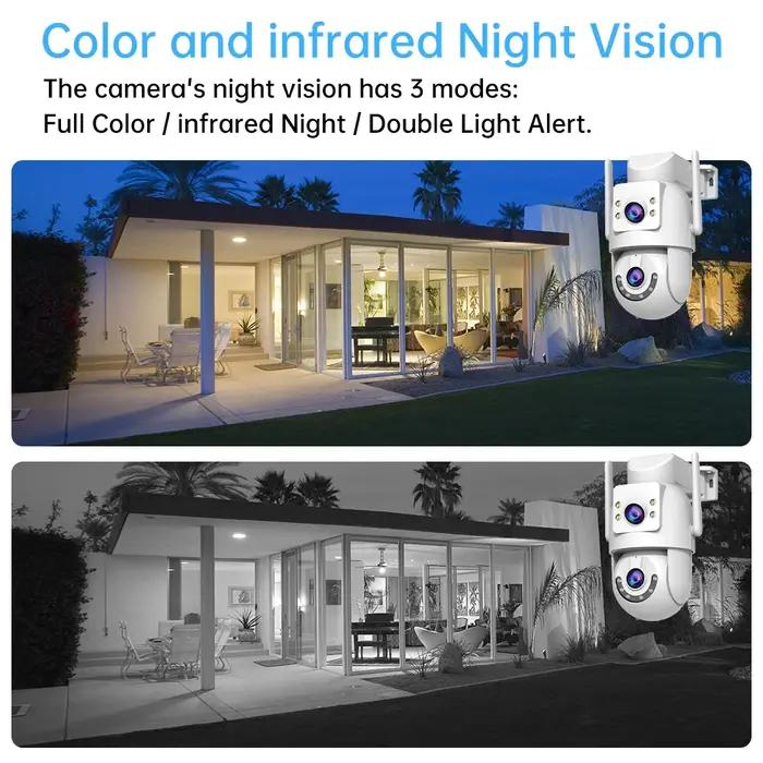 Caméra de surveillance extérieure Jooan 5K 8MP double écran WiFi PTZ avec IA et suivi automatique
