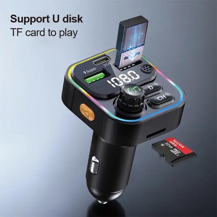 Transmetteur FM, Bluetooth 5.0, mains libres, adaptateur de lecteur Mp3, USB 22.5W, charge rapide, T