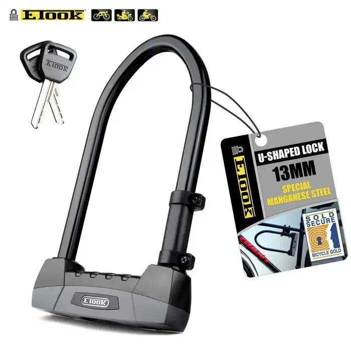 Antivol en U ETOOK pour vélo, en acier allié trempé, antivol robuste pour moto, VTT, vélo de route,