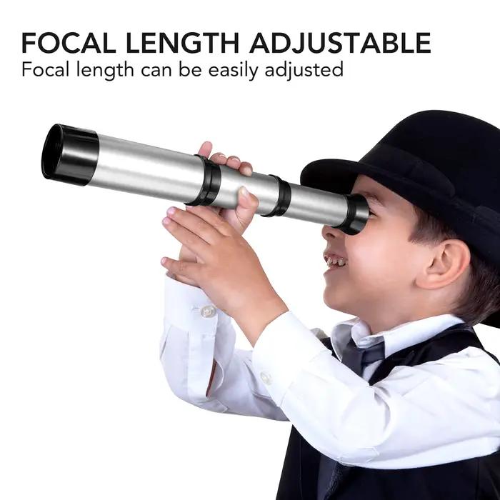 Télescope rétractable pour enfants - Jouet scientifique éducatif en argent ou or pour expériences