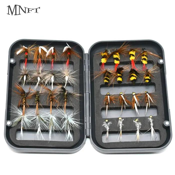 MNFT 32 pièces pêche mouche ensemble boîte sec humide nymphe banderoles mouche assortiment eau salée