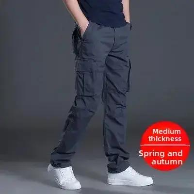 Pantalon travail loose résistant droit multi-poches chasse outdoor homme printemps automne