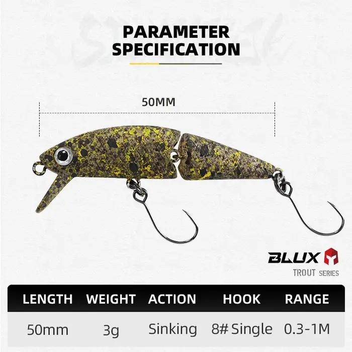 Leurres pêche BLUX DR Minnow joint 50mm - Swimbait coulant wobbleur brochet perche truite