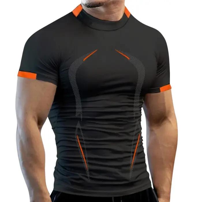 T-shirt respirant homme polyester décontracté col rond séchage rapide jogging fitness course pied nouveau modèle été
